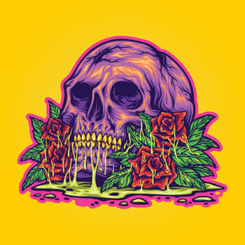 Vintage blossom rose skull head illustration Vector for your work Logo, mascot merchandise t-shirt, stickers and Label designs, poster, greeting cards advertising business company brands