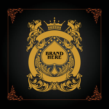 Vintage elegant gold label crown heart ornament illustration Vector for your work Logo, mascot merchandise t-shirt, stickers and Label designs, poster, greeting cards advertising business company