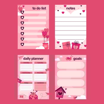 Valentine Themed Journal Pages vector