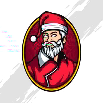 Santa Portrait on Red Background and Golden Frame vector