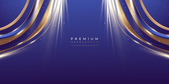 Luxury Blue and Gold Background in Paper Cut Style with Shining Golden Light. Can be Used for Award, Banner, Card, Nomination, Ceremony, Formal Invitation or Certificate Design vector