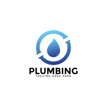 Plumbing service logo design - modern logo - plumbing industry home service with wrench element vector