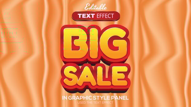 3D editable text effect big sale theme vector