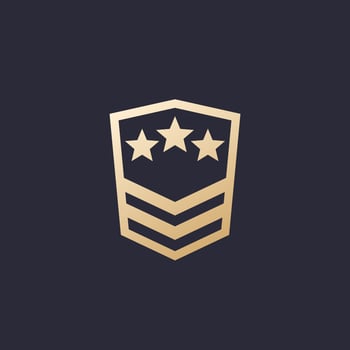 Military rank, army icon with stars, vector