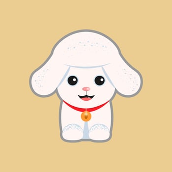 Sticker of a cute poodle puppy vector