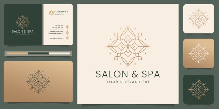 hand drawn geometric line salon and spa logo. feminine design, icon and business card template vector