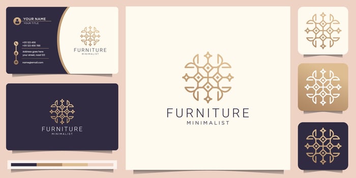 geometry line furniture logo template. interior design illustration with business card inspiration. vector