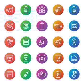 Gradient color outline icons for devices. vector