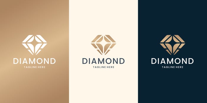 symbol of diamond gem logo template with light concept design. vector