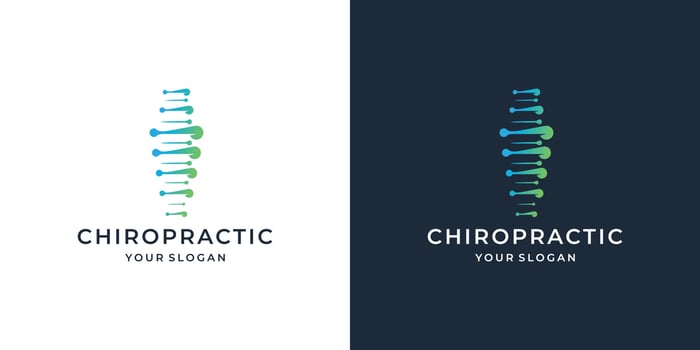 unique chiropractic logo design with luxury dot lines vertical shape concept on black background. vector