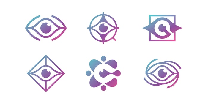 set of abstract Eye Logo design vector template. Colorful media icon. Vision Logotype concept ideas