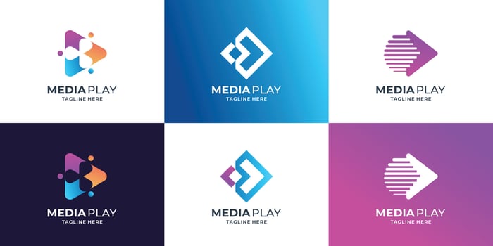 collection of media play icon symbol design template. vector
