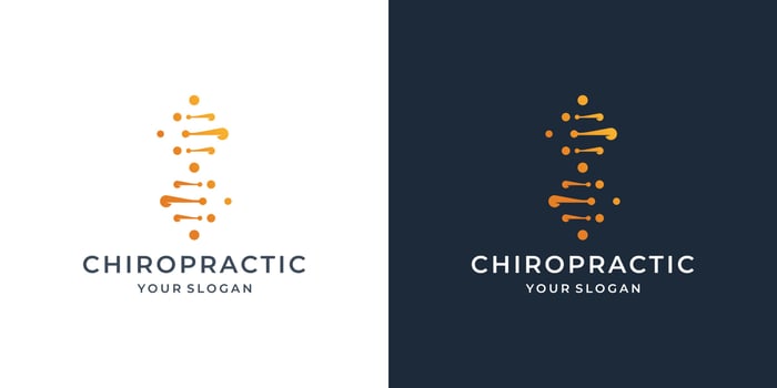 dot connected chiropractic logo template. spine bone dna dots tech logo design inspiration vector
