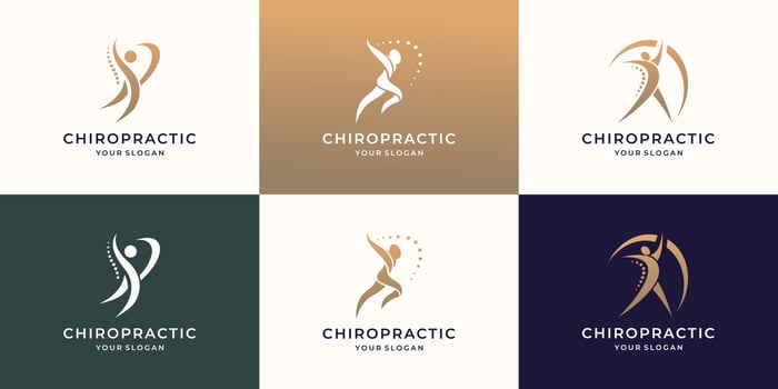Chiropractic, massage, back pain and osteopathy icons set logo collection. vector
