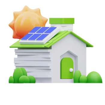 3d render green house with solar panel icon illustration, perfect for your web and app assets png