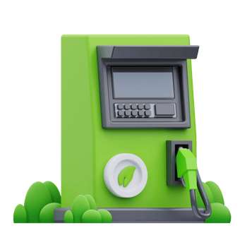 3d render illustration of eco friendly gas station icon, ecology png