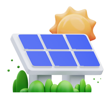 3d render illustration of solar panel icon with sun, perfect for your web and app assets png