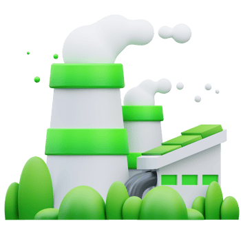 3d render eco-friendly factory icon illustration, perfect for your web assets and apps png
