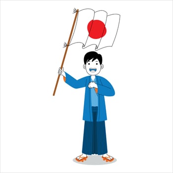 Man celebrate japan independence day vector