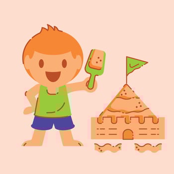 success kid build sand castle vector