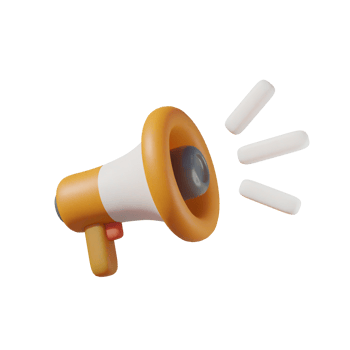 white and orange megaphone isolated on transparent backgound png