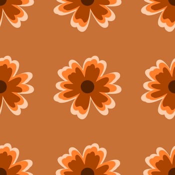orange brown flowers seamless fabric ceramic paper pattern vector
