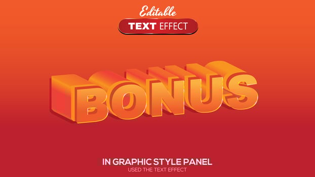 3D editable text effect bonus theme vector
