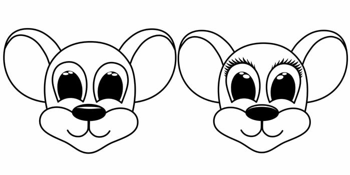 mouse black line funny cartoon vector
