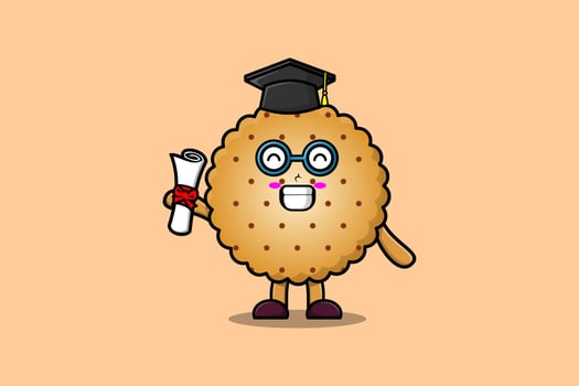 Cute cartoon Cookies student on graduation day vector