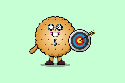 Cute cartoon Cookies businessman holding target vector