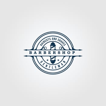 barbershop vintage logo icon and symbol  with emblem vector illustration design