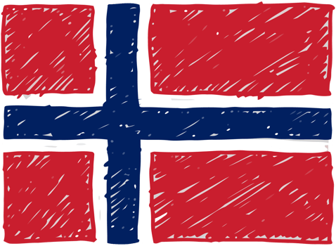 Norway National Country Flag Pencil Color Sketch Illustration with Transparent Background png