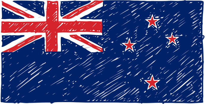 New Zealand National Country Flag Pencil Color Sketch Illustration with Transparent Background png