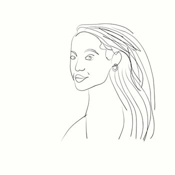 Line art of an erotic woman's face with thick lips suitable for a lipstick advertisement. line art. vectors. vector