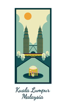 Kualalumpur Malaysia tourism and travel background vector