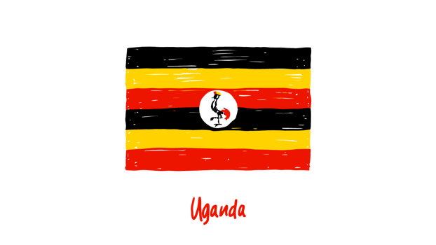 Uganda National Country Flag Pencil Color Sketch Illustration with Transparent Background png