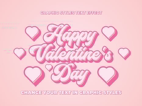 HAPPY VALENTINES DAY PINK GRADIENT EDITABLE TEXT EFFECT vector