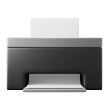 printer machine print document file symbol user interface theme 3d icon illustration rendering isolated png
