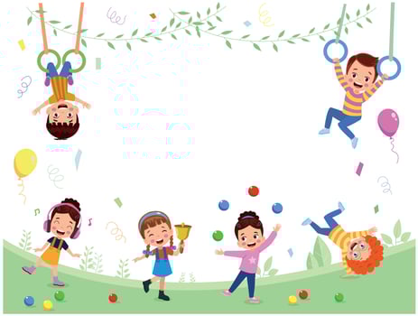 Crowd children cartoon with blank sign vector