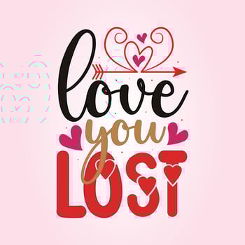 Happy Valentine's day beautiful vintage text, hand lettering Romantic quote postcard, card, invitation, banner template. love you lost vector