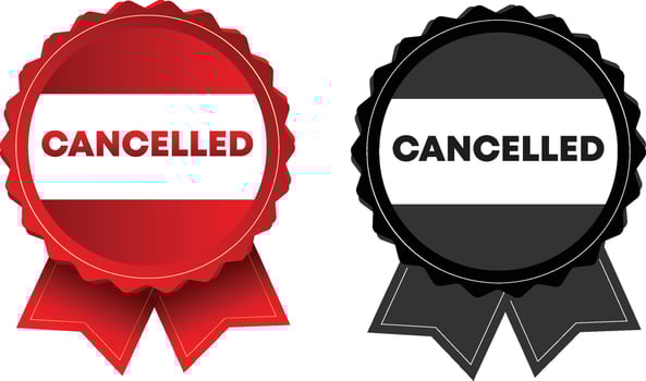 cancelled stamp. cancelled square grunge sign. cancelled, Event cancelled Corona virus. vector