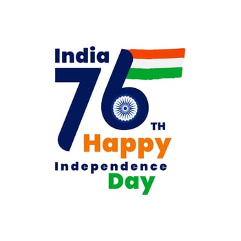 76th India Independence Day logo design with tricolor Indian flag vector