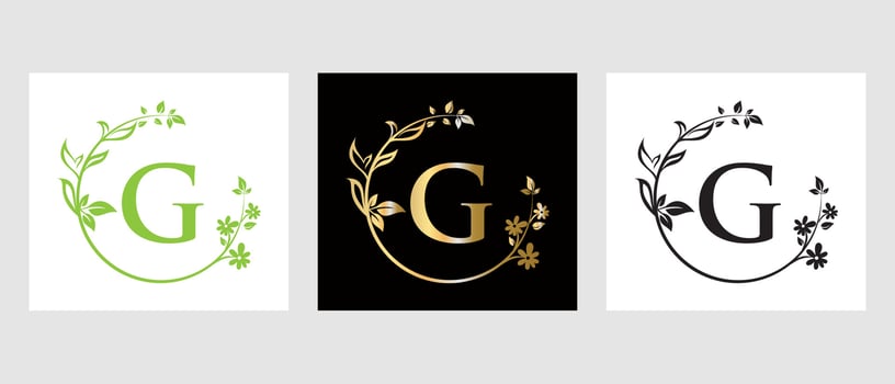 Letter G Beauty Logo for Decorative, Flower, Spa Template vector
