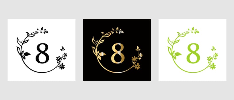 Letter 8 Beauty Logo for Decorative, Flower, Spa Template vector