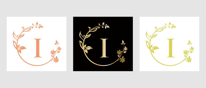 Letter I Beauty Logo for Decorative, Flower, Spa Template vector