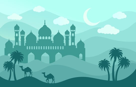 Isra Miraj The Night Journey Landscape Background vector