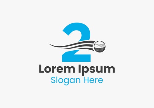 Letter 2 Golf Logo Concept With Moving Golf Ball Icon. Hockey Sports Logotype Template vector