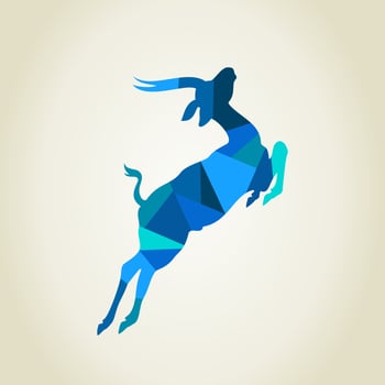 Blue deer. A vector illustration