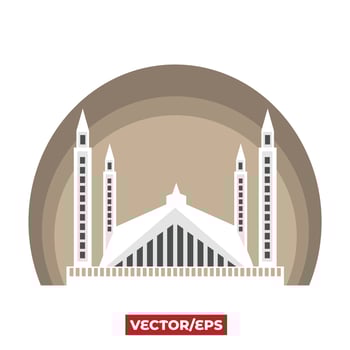 faisal mosque Islamabad city, pakistan monument vector