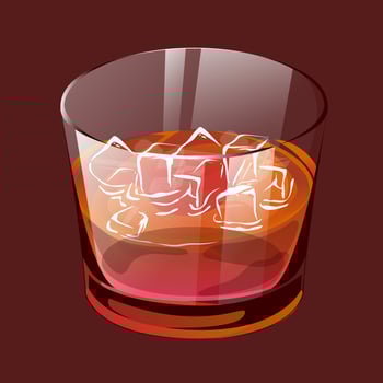 elegant glass of whisky with ice vector illustration